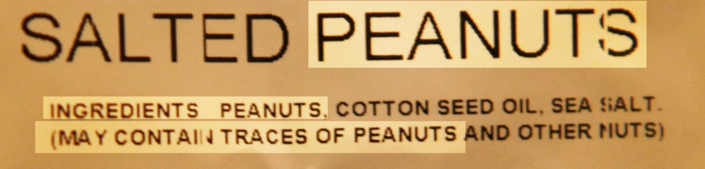 Peanuts may contain traces of peanuts